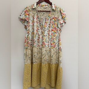 UMGEE Women’s Floral Patchwork Mini Dress Size M Spring Easter Lightweight